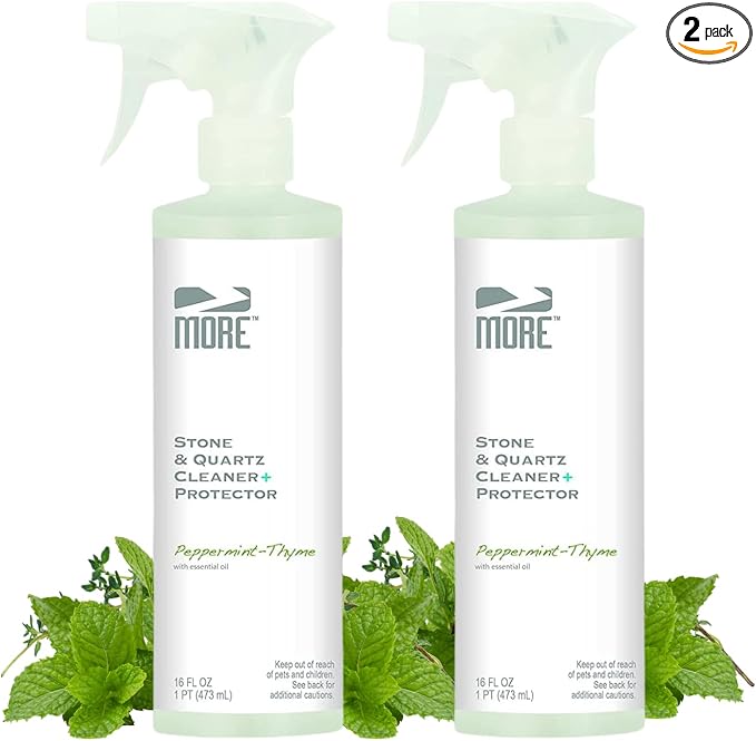 MORE Stone & Quartz Cleaner + Protector - Water Based Formula for Natural Stone and Quartz Surfaces (Pint 16 oz - Twin Pack)