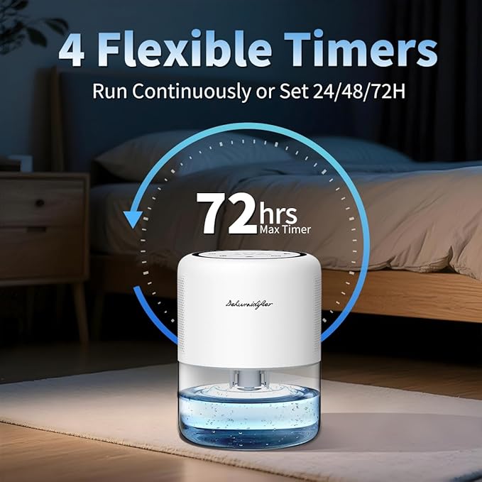 44oz(1.3L) Small Dehumidifier for Home Auto-Off Quiet Portable Dehumidifier with 3 Modes 10 Color Lights 4 Timer Settings for Bedroom Bathroom Closet (215 sq.ft)