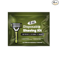 Travel Shaving Kit with Razor, Shaving Cream, Washcloth and Aftershave Wipe, Men's Disposable Grooming Pack (Green) (1)