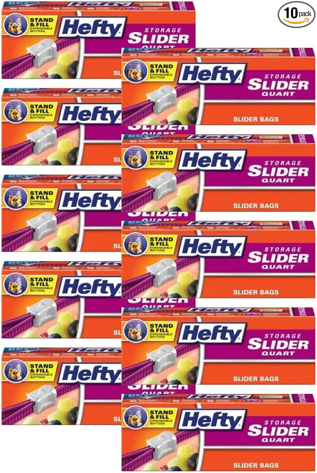 Hefty Slider Bags, Quart 20 Count (Pack of 10)