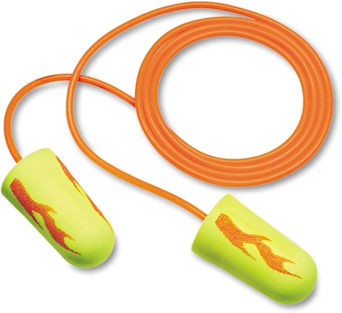 3M Ear Plugs, Pack of 200, E-A-Rsoft Yellow Neon Blasts 311-1252, Corded, Disposable, Foam, NRR 33, Drilling, Grinding, Machining, Sawing, Sanding, Welding, 1/Poly Bag