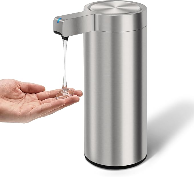 Newise Automatic Soap Dispenser - 9 oz, Rechargeable Touchless Liquid Soap for Kitchen and Bathroom with 3 Adjustable Dispensing Modes, Stainless Steel