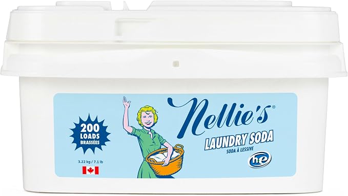 Nellie's Laundry Soda | Fragrance-Free Powder Laundry Detergent | 200 Loads | Septic-Safe, HE Compatible & Fragrance-Free - Concentrated Formula, Made in Canada