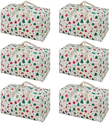 VENO 6 Pack Extra Large Heavy Duty Moving Bags with Wide Opening & Reinforced Handles, Reusable Storage Tote Bags with Strong Zippers for Clothes, College Dorm Essentials & Moving Supplies