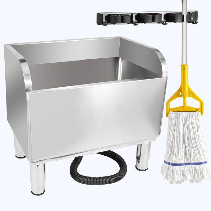 23 4/6in Stainless Steel Floor Mop Sink with Detachable Mop | Suitable for Laundry Rooms, Restaurants, Garages, Balconies, and Other Commercial Settings (23.6"L x 16.1"W x 21.6"H )
