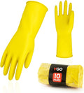Vgo... 10-Pairs Reusable Household Gloves, Rubber Dishwashing gloves, Extra Thickness, Long Sleeves, Kitchen Cleaning, Working, Painting, Gardening, Pet Care (Size M, Yellow, HH4601)