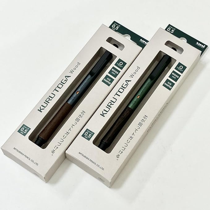 KURUTOGA Mitsubishi Pencil Mechanical Pencil Wood 0.5mm Forest Green M5KW1P.88 With Original Stylus Ballpoint Touch Pen