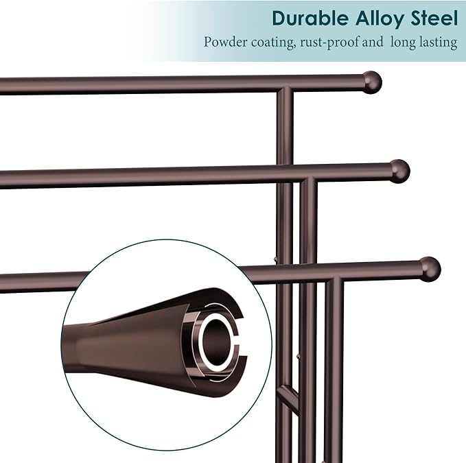 Kayfia 40" Tall Standing Towel Racks for Bathroom, 3 Tier Towel Rack Stand with Storage Basket, Blanket Ladder Drying and Display Rack for Oversized Bath Towel, Next to Tub Or Shower