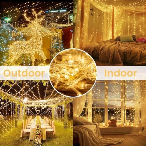 2 Pack 100 LED Battery Operated String Lights, 8 Modes Twinkle Fairy Lights