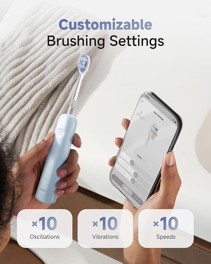 Laifen Wave Pro Sonic Electric Toothbrush for Adults – 2026 Model, 60° Oscillations for Ultra-Clean, Smart App, 70-Day Battery, 2 Brush Heads, IPX8 Waterproof (Blue ABS)