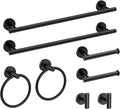 USHOWER Matte Black Bathroom Hardware Set, Modern 18-Inch Towel Bar Set Wall Mounted, Durable SUS304 Stainless Steel Bathroom Accessories Set, 8-Piece
