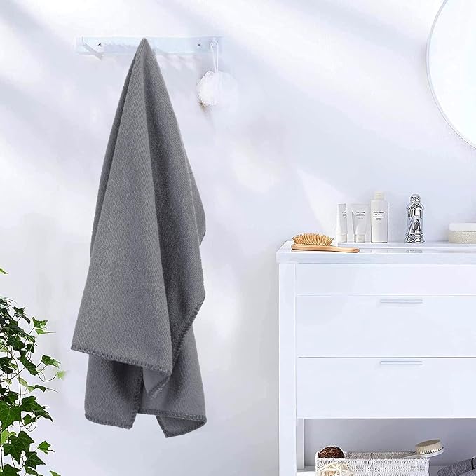 JML Microfiber Bath Towels, Pack of 4, 30" x 60", Grey | Oversized, Soft, Super Absorbent,Fast Drying, Perfect for Shower, Sauna,Gym, Fitness, Yoga
