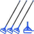 KeFanta 60 Inch Mop Handle Commercial Heavy Duty,Industrial Metal Mop Stick Replacement Quick Change,Wet Mops Head Replacement Holder for Floor Cleaning,3 Pack