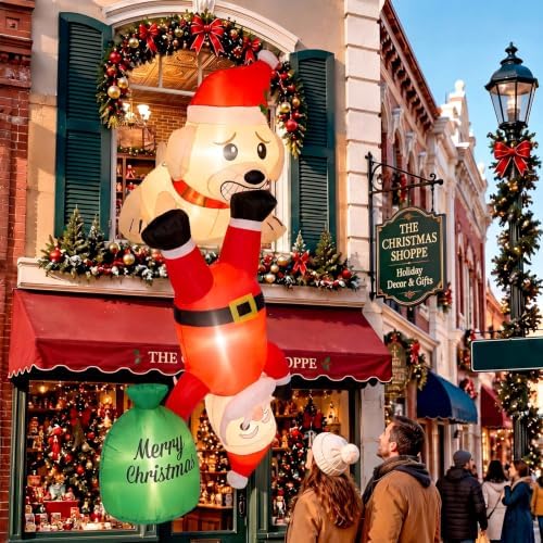 Soulchen 7 ft Dog Christmas Inflatable Roof Hanging Outdoor Decorations