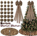 Sosation 29 Pcs Wild Glam Leopard Print Christmas Tree Decor Complete Set