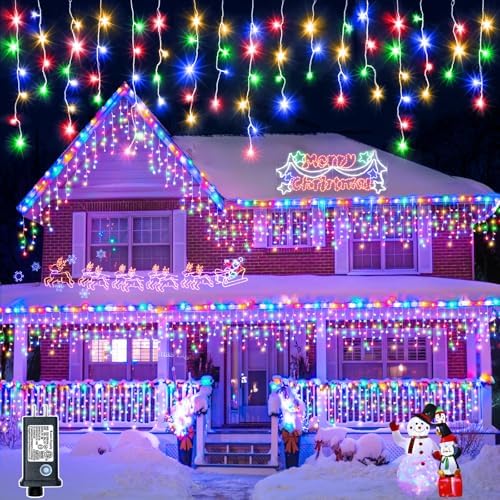 33FT Icicle Lights for Outside 400 LED Multicolor Christmas Lights