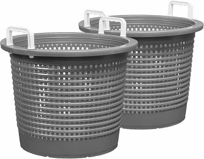Large, Heavy Duty Fish Baskets, Gray, White Handles, Made in USA, 2-Pack