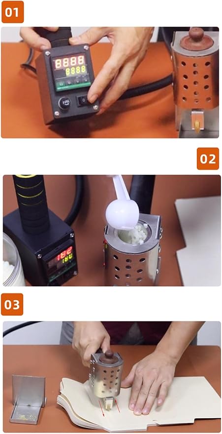 Hand Push Hot Melt Glue Rolling Machine, Portable Digital Display Leather Bag Gluing Machine with Temperature Control 200W 50ML (8MM Rubber Roller)