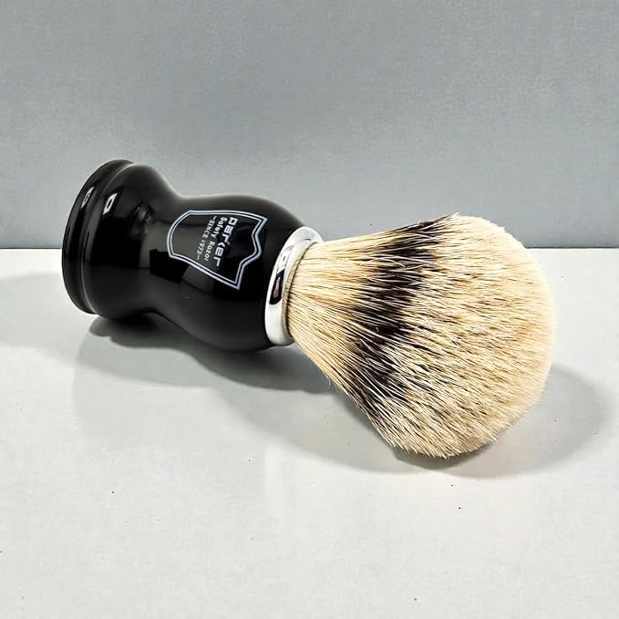 Parker Silvertip Badger Shaving Brush with Resin Handle & Resin Stand | 22mm Soft Knot for Rich Lather | Handcrafted Brush for Shave Cream or Soap | Premium Wet Shaving Accessory | Iconic Brand
