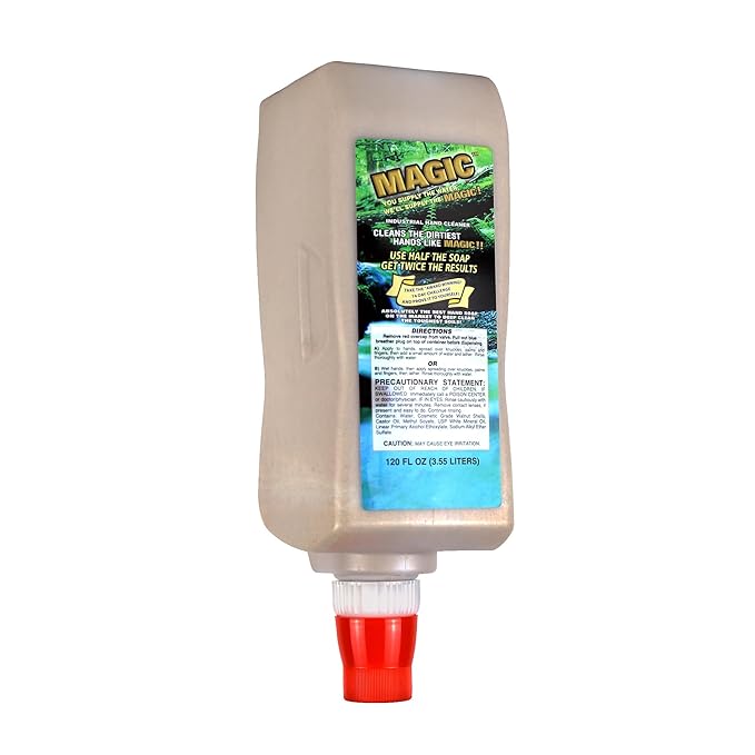 Zenex Magic Hand Soap & Push-Style Dispenser Bundle - 3.55L Industrial Hand Cleaner with Walnut Shell Scrubbers & Wall Mounted Dispenser | Moisturizing | Remove Grease & Grime | Easy Install
