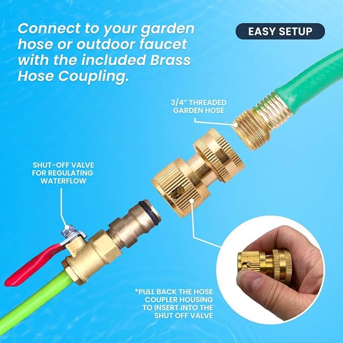 EquipMaxx Superlite Aluminum Water Fed Pole Kit Lightweight 24 Feet - Outdoor Window Cleaner Window Glass Solar Panel Cleaning System, Washing Equipment Tool Solution: Hose Spray Washer