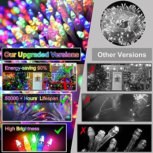 492FT Outdoor Christmas Lights, 1300 LED Super Long String Lights 8 Lighting Modes & Timer Memory, Outsite Waterproof Light Strings for Xmas Tree Garden Wedding Party Holiday Decorations Multicolor