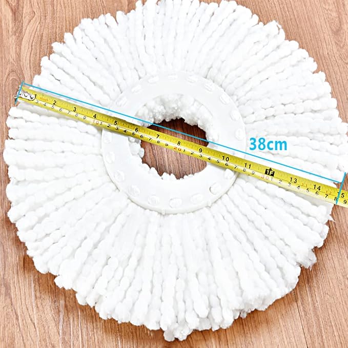 Standard Size 6-Pack Spin Mop Refills Replacement for 360° Spin Mop Systems | White Round Easy-Cleaning Spin Mop with Bucket Head – Reusable & Deep-Cleaning,High-Absorbency