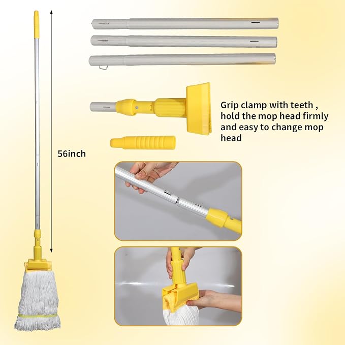 Midoneat Mop Bucket with Wringer, 22 Qt (5.5 Gallon), Wheels,Floor Cleaning | 16.5"L x 10.6"W x 26.4"H, Yellow ,Add One Cotton Mop