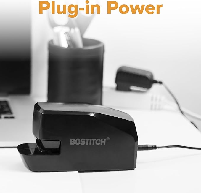 Bostitch Office Portable Electric Stapler, 20 Sheets, AC or Battery Powered, Black (MDS20-BLK)