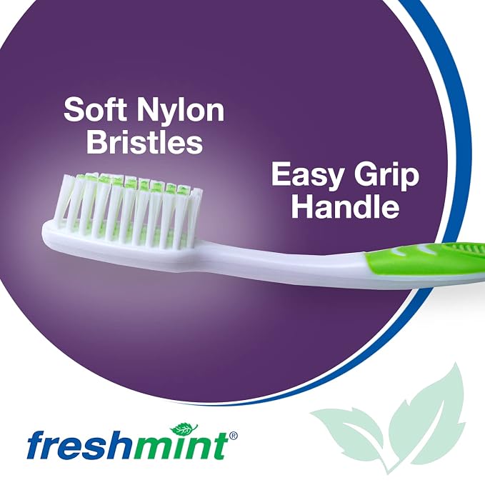 FRESHMINT Individually Wrapped Bulk Premium Toothbrushes (144 Pack), Oversized Easy Grip Handle, Soft Multi Color Nylon Bristles, Perfect for Travel, Hotel, Donation. Toothpaste Sold Separately.