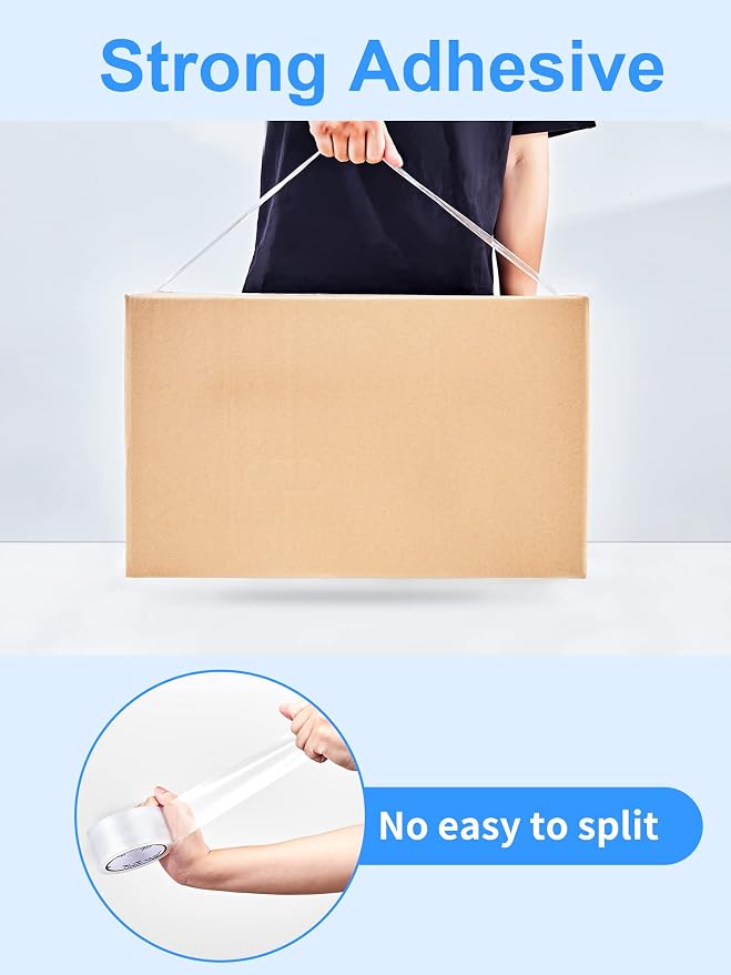 JARLINK 12 Rolls Clear Packing Tape, Heavy Duty Packaging Tape | 1.88 Inches Wide and 55 Yards per Roll, 660 Total Yards. Value Bulk Pack Clear Box Sealing Tape for Shipping.