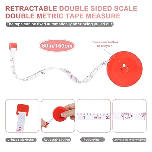 12 | 24 | 36 | 48 | 72 | 96 | 120 Pack Tape Measure,12 Colors Soft Retractable Measuring Tape 60-Inch/150cm, for Body Measuring Tailor Cloth Home Craft Measurements (36 Pack)