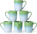 MONITO 17oz Ceramic Coffee Mugs Set of 6, Green Gradient Mugs with Handle | Mugs with Gold Rim for Latte,Tea&Cocoa,Dishwasher&Microwave Safe,Reactive Glaze Cups,Ideal Gift for Office and Home Use
