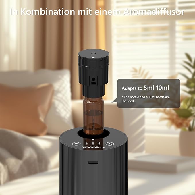 VOCOlinc Waterless Diffuser for Essential Oil Starter Kit with 10mL Hotel Scent Fragrance Oil, Battery Operated Nebulizer, Mini Scent Air Machine, 3 Timers & 3 Mist Levels for Home, Room, Car, Office