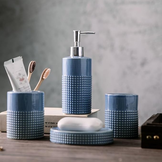 Ceramic Bathroom Group Four-piece Lotion Bottle Press Hand Sanitizer Toothbrush Cup Toiletries