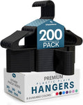 Utopia Home Plastic Hangers 200 Pack – Space Saving Clothes Hanger Black | Durable & strong | Closet organizer & storage | Ideal for apartments, dorms & stocking stuffers
