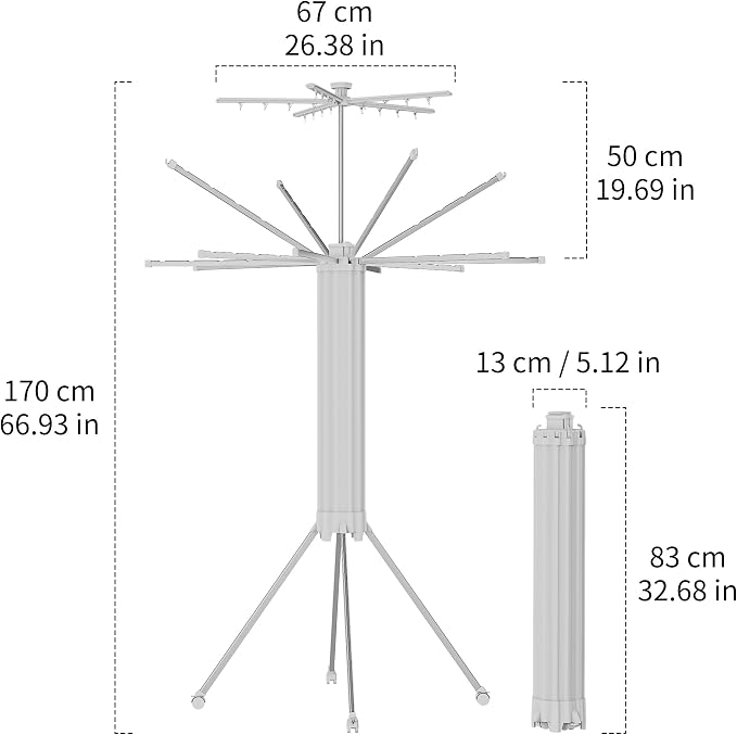 RFOUO Clothes Drying Rack Aluminum-4 Legs 16rods Double Layer, Portable Foldable Drying Rack,Space Saving Laundry Drying Rack,Drying Rack Clothing for Laundry Bedroom Household