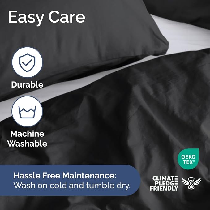 Duvet Cover Oversized King Size Set - Extra Soft Oversized King Duvet Cover 120" x 98" with 2 Pillow Shams for Women, Men, Kids & Teens - Comfy, Cozy, Hotel Luxury with Zipper Closures & Ties (Black)