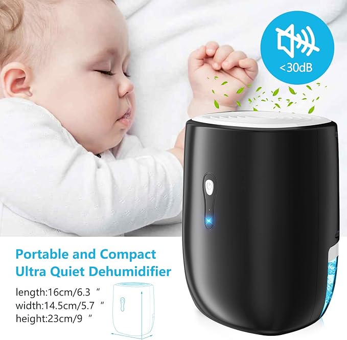 Dehumidifiers for Home 27oz(800ml) Small Auto Shut off Dehumidifiers with Drain Hose,Portable Ultra Quiet Mini Dehumidifier Effective for Bathroom, Basement, Garage, RV, Gun Safe, Closet