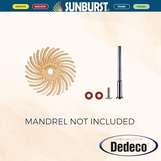 Dedeco Sunburst Radial Bristle Discs 48-Pack - 3/4" Curved - Peach 2500 Grit (Extra-Fine, 6 Micron) - Aluminum Oxide for Polishing & Finishing