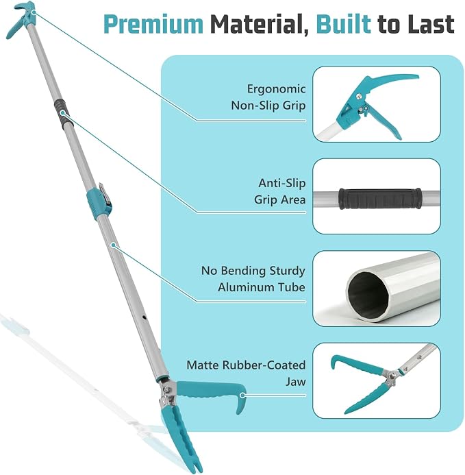 ASTRAEA 78" Snake Tongs Grabber, Extendable Extra Long Rattle Reptile Catcher Wide Jaw Handling Tool with Lock, Telescopic Snake Hook