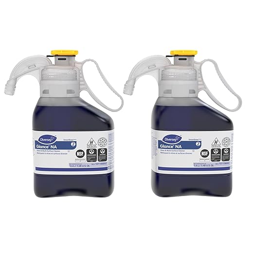 Diversey Glance NA Glass & Multi-Surface Cleaner, SmartDose, 1.4 L, 2 Pack | Streak Free, Ammonia Free, Quick Drying, Glass Cleaner, Mirrors, Chrome, Stainless Steel, Multi-Purpose Cleaner