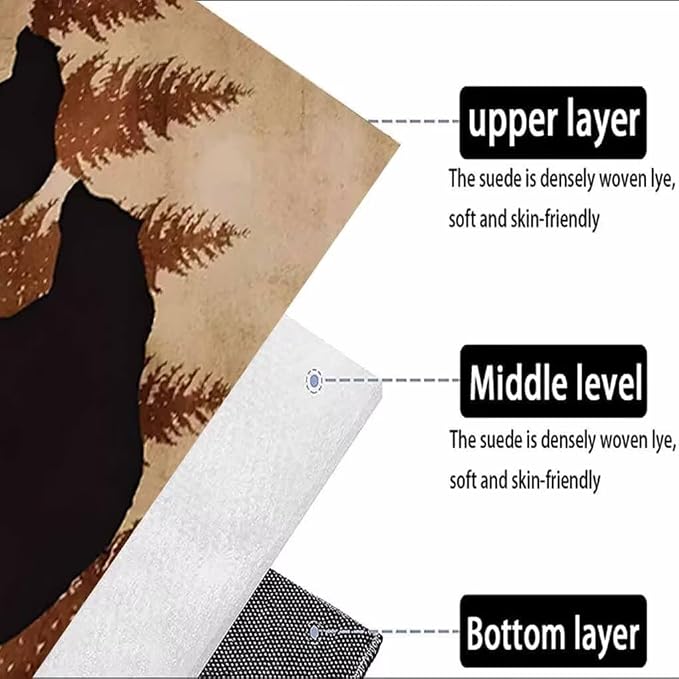 Lodge Native Cabin Bear Rustic Area Rug for Living Room Non-Slip Retro Rustic Lodge Bear Footprints Border Rugs Apartment Decor Luxury Wildlife Animal Print Carpet Mat 6'x9'