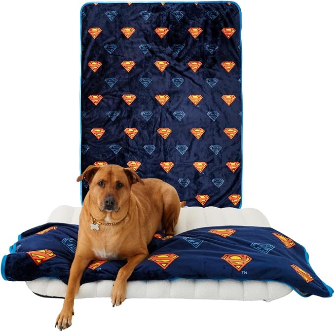Superman DC Comics Waterproof Dog Bed Cover, XL 60x80 Pet Blanket for Furniture Bed Couch Sofa, (Officially Licensed) by Franco