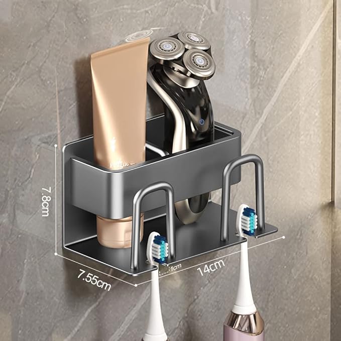 Toothbrush Rack Light Luxury Wall-Mounted Toothbrush Holder Multifunctional Bathroom Toothbrush Storage Rack Bathroom Accessories Rack Bathroom Toothbrush Holder(A)