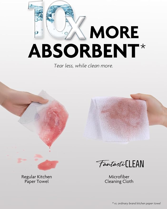 Fantasticlean Microfiber Cleaning Cloth Roll -150 Pack, Tear Away Microfiber Towels, 12" x 12", Reusable, Washable, Ultra Absorbent Dishcloth for All-Around Cleaning Supplies (White & Dimgrey)