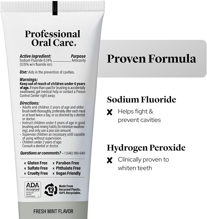 Whitening Powder + Ultra Whitening Toothpaste – Complete Whitening Bundle for Sensitive Teeth with Hydroxyapatite Fluoride & Hydrogen Peroxide – ADA Approved, Non-Abrasive & Vegan