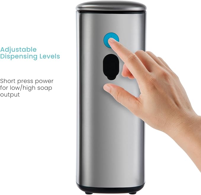 Home Zone Living Foaming Hand Soap Dispenser with Automatic Sensor | Stainless Steel Cover, Adjustable Output and Refillable Pump for Kitchen and Bathroom Sinks