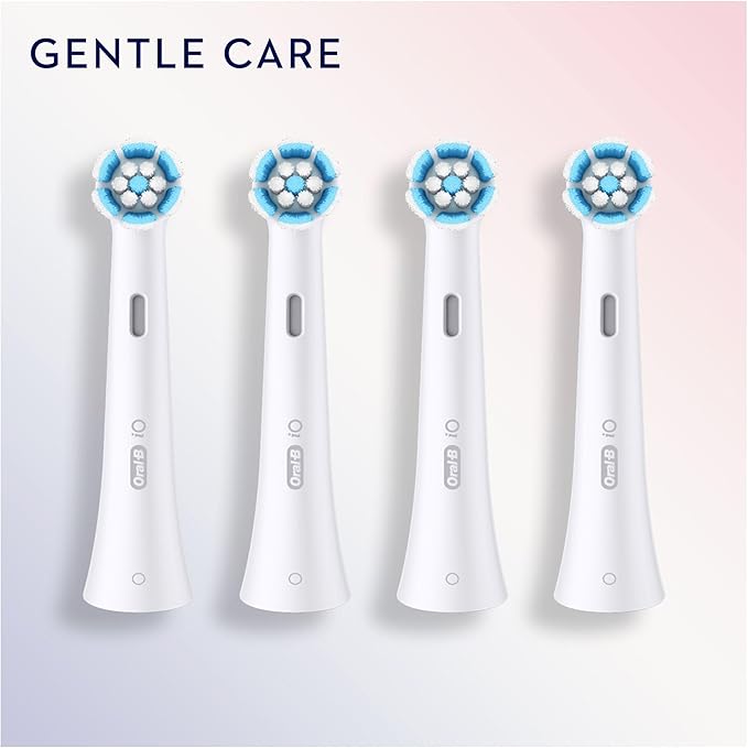Oral-B iO Gentle Care Replacement Toothbrush Heads, Soft Bristles, 4 Count, Compatible with Oral-B iO