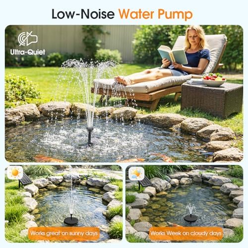 Antfraer Solar Fountain Pump 7W, Solar Water fountain for Bird Bath with Dry-Run Protection, Double-Layer Nozzles & 5Ft PVC Tubing for Bird Bath Small Pond Waterfall DIY Features